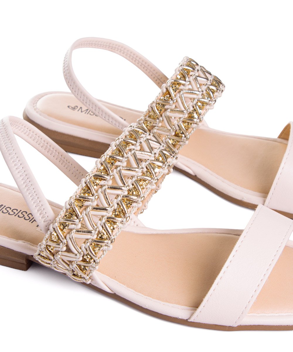 Sandália Feminina Mississipi Salto Baixo Bege Bege 4