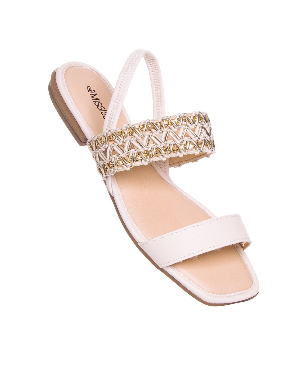 Sandália Feminina Mississipi Salto Baixo Bege Bege 3