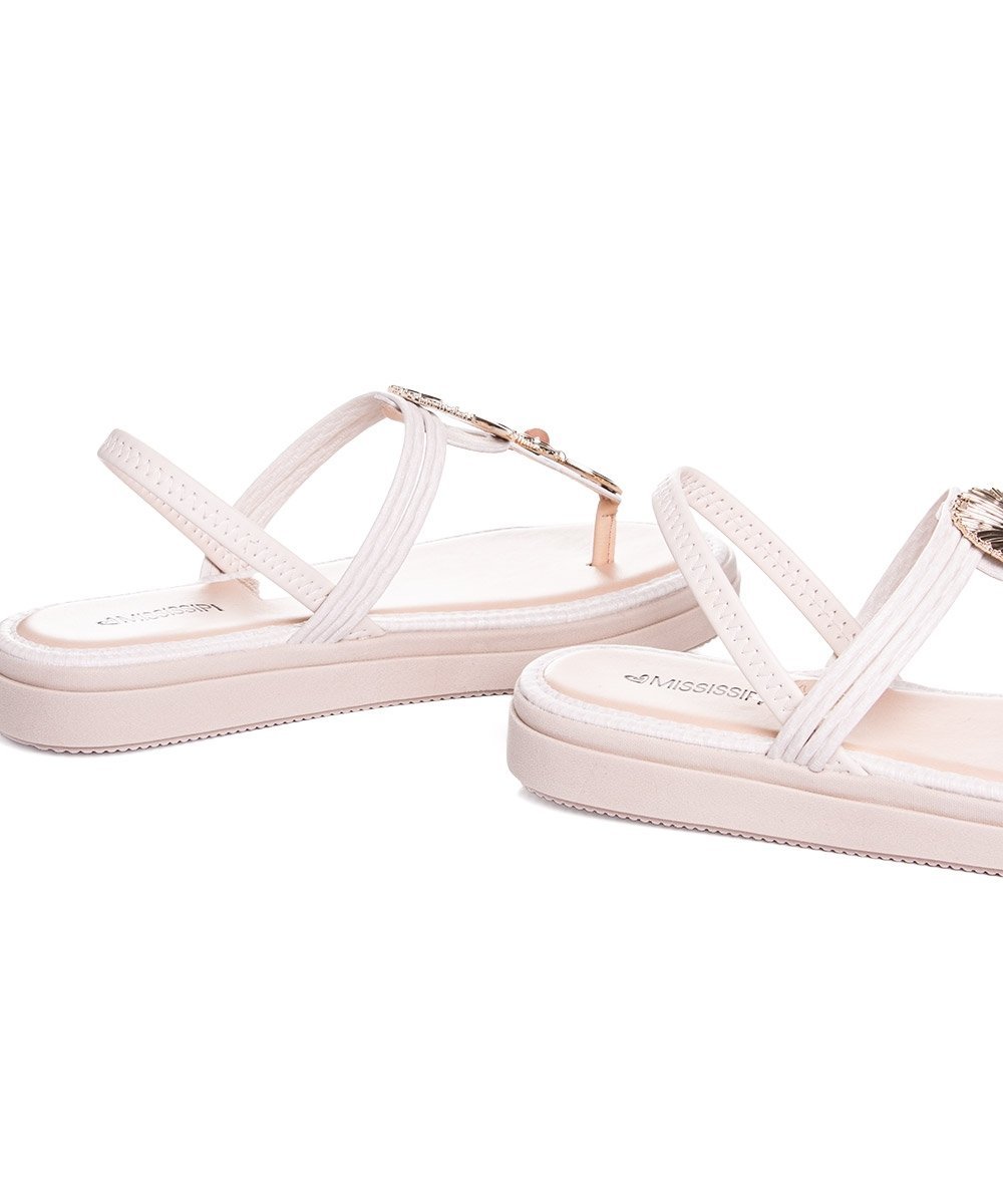 Sandália Flatform Mississipi Metal Bege Bege 6