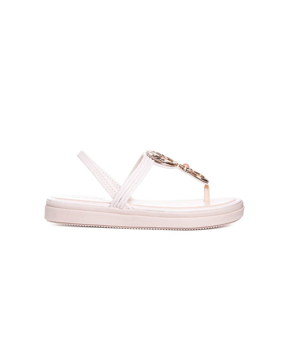 Sandália Flatform Mississipi Metal Bege