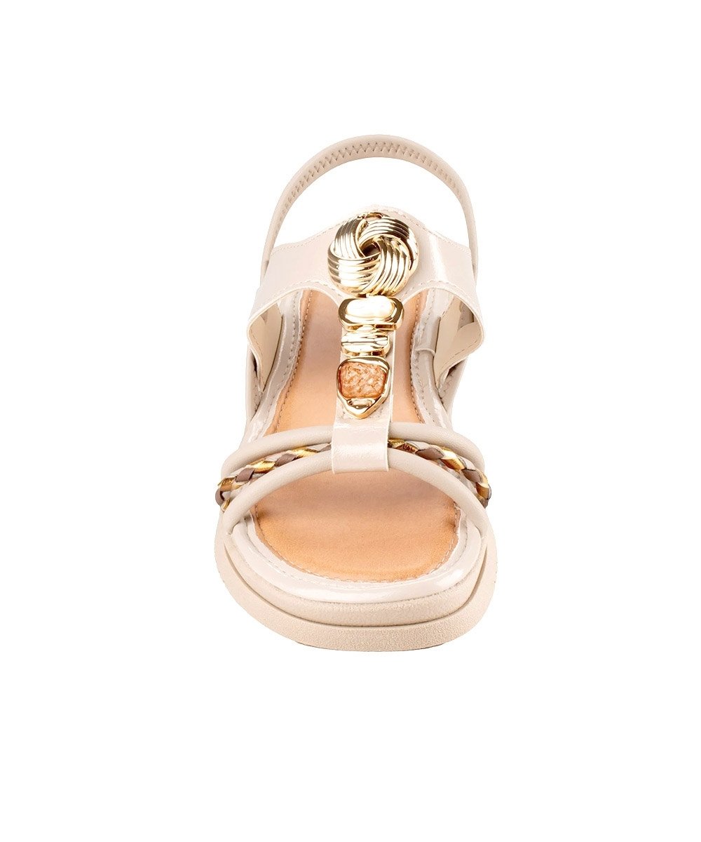 Sandália Feminina Mississipi Pedrarias Marfim Bege 4