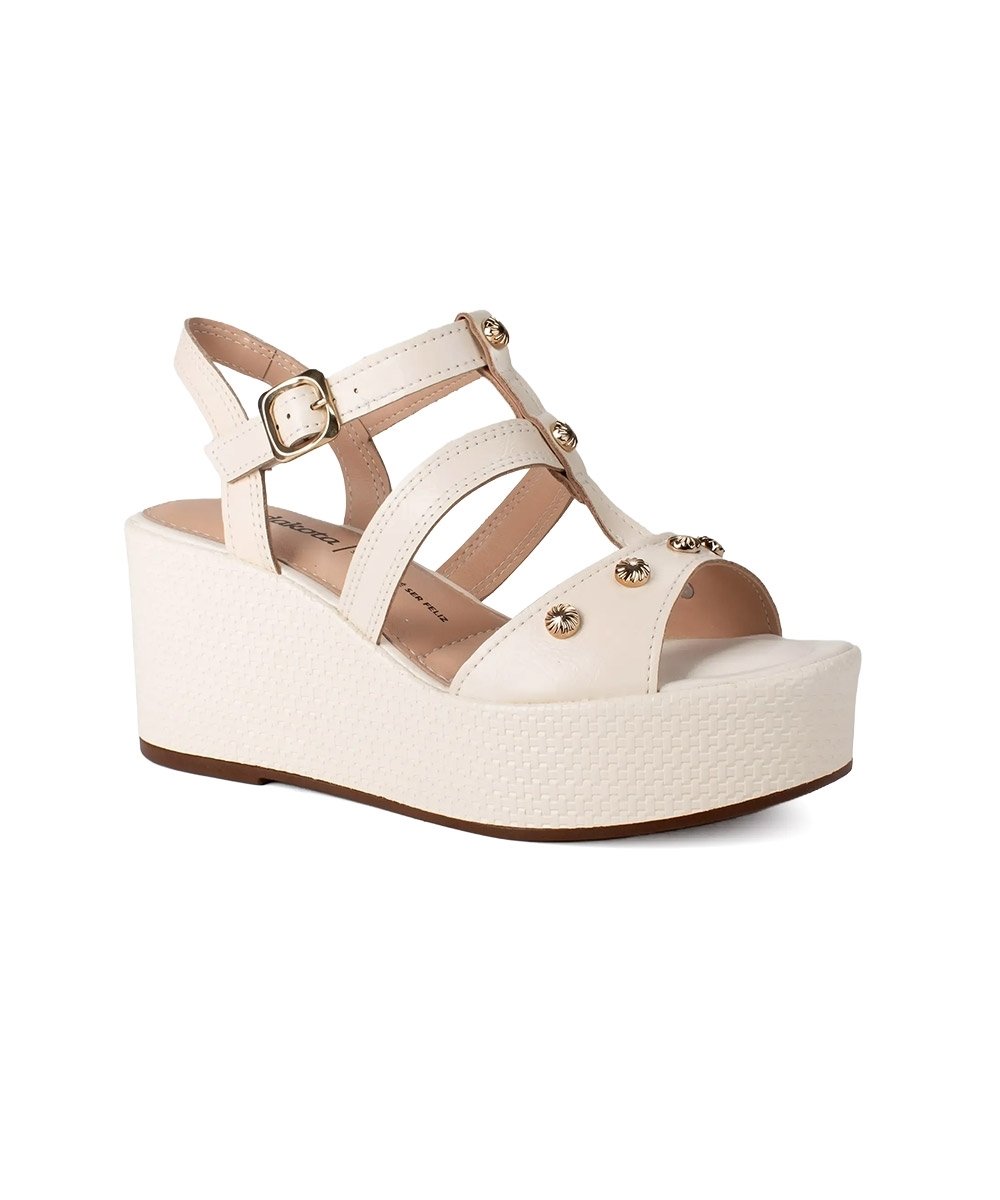 Sandália Anabela Dakota Salto Alto Creme Bege 3