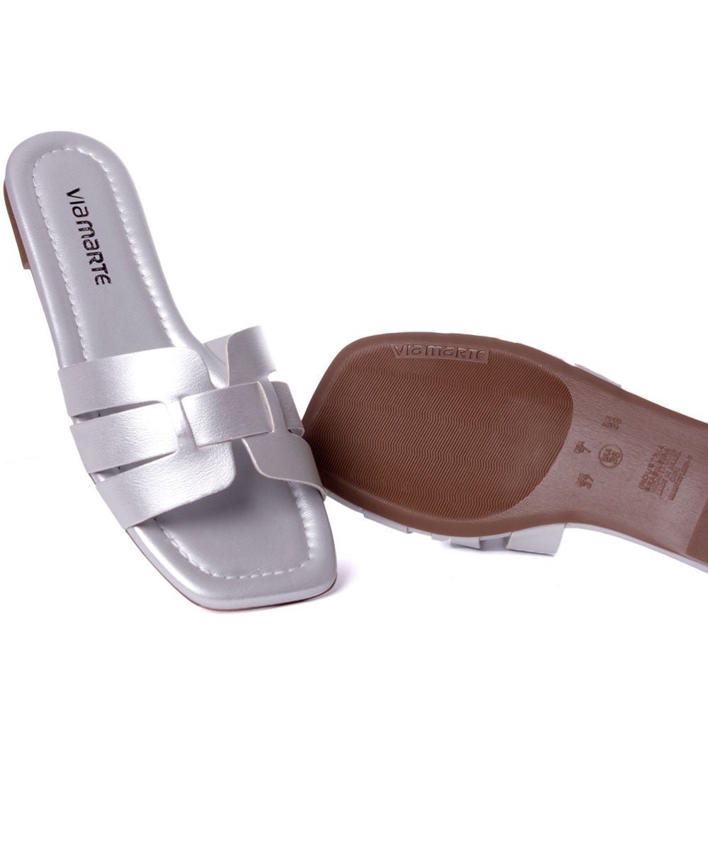 Tamanco Rasteiro Via Marte Metalizada Prata Prata 5