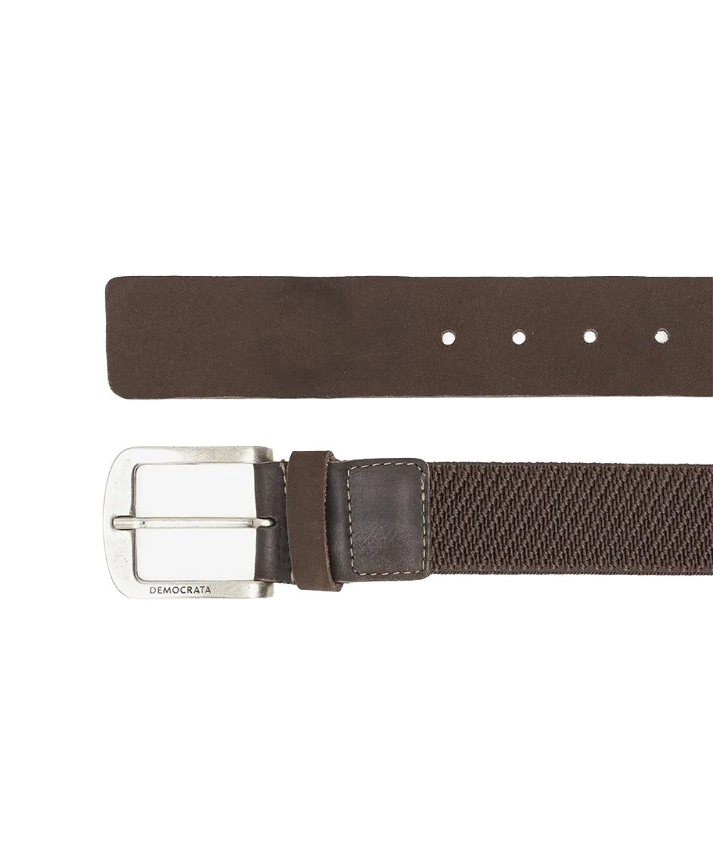 Cinto Masculino Democrata Elástico Denim Café Marrom 2