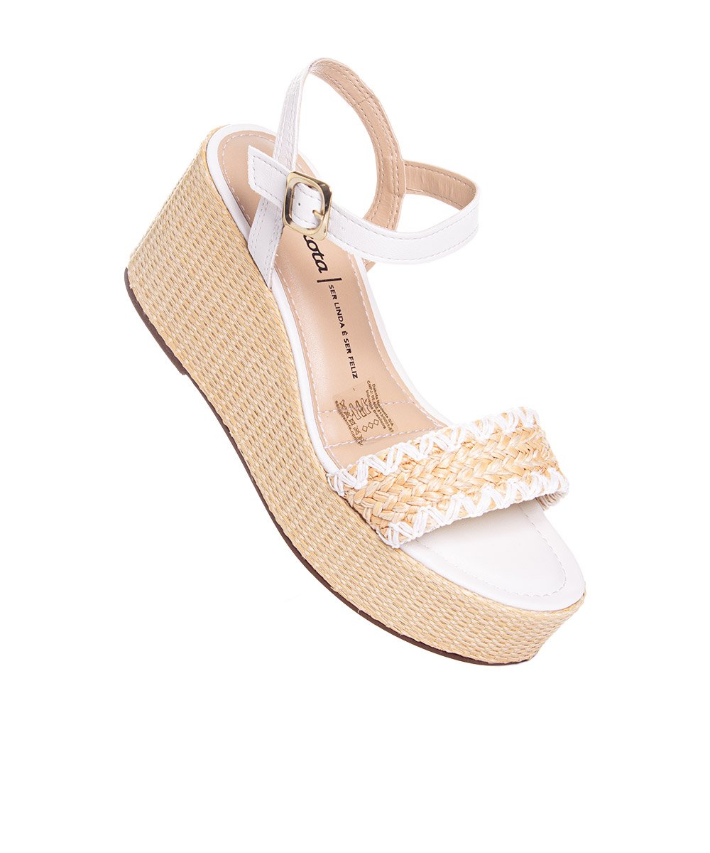 Sandália Dakota Anabela Salto Alto Palha Branco/Bege 2