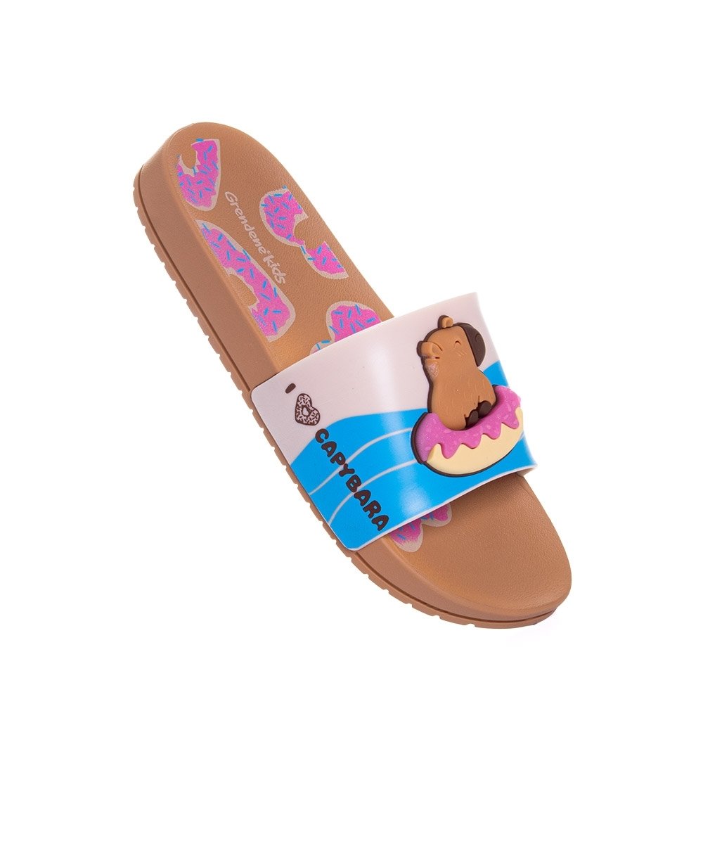 Chinelo Slide Infantil Grendene Capivara Capi Marrom Marrom 2