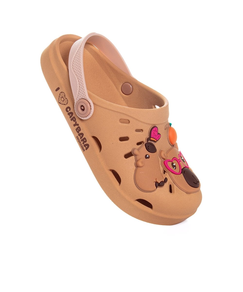 Babuche Infantil Grendene Capivara Hype Marrom Bege 2