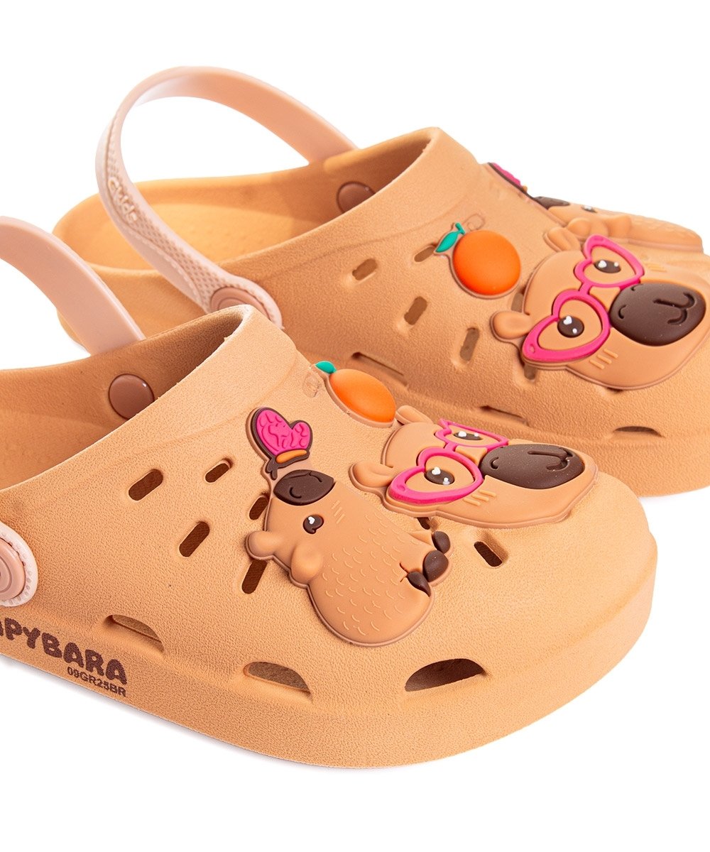 Babuche Infantil Grendene Capivara Hype Marrom Bege 4