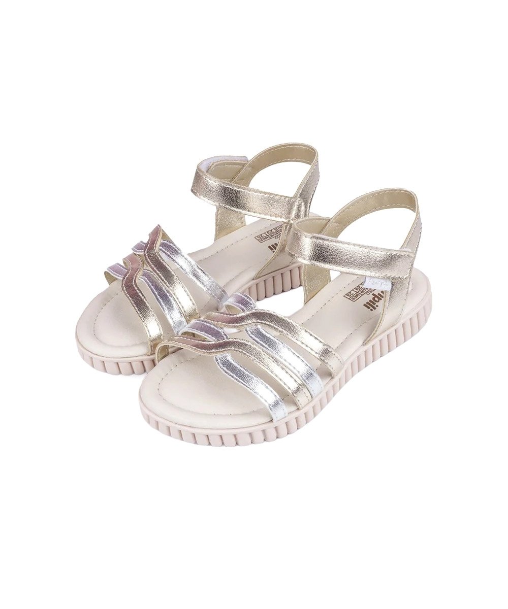 Sandália Papete Infantil Pampili Candy Dourado Prata 3