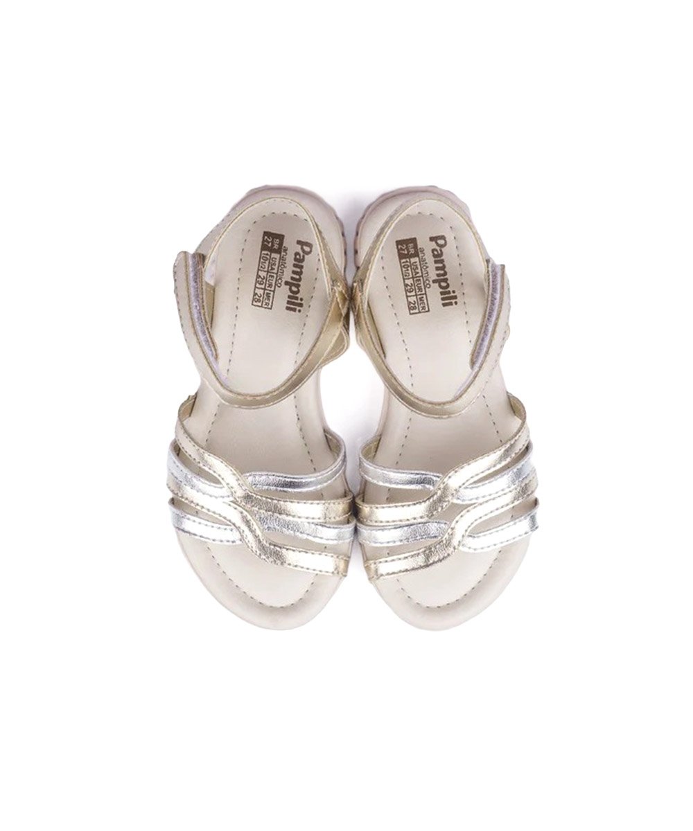 Sandália Papete Infantil Pampili Candy Dourado Prata 4
