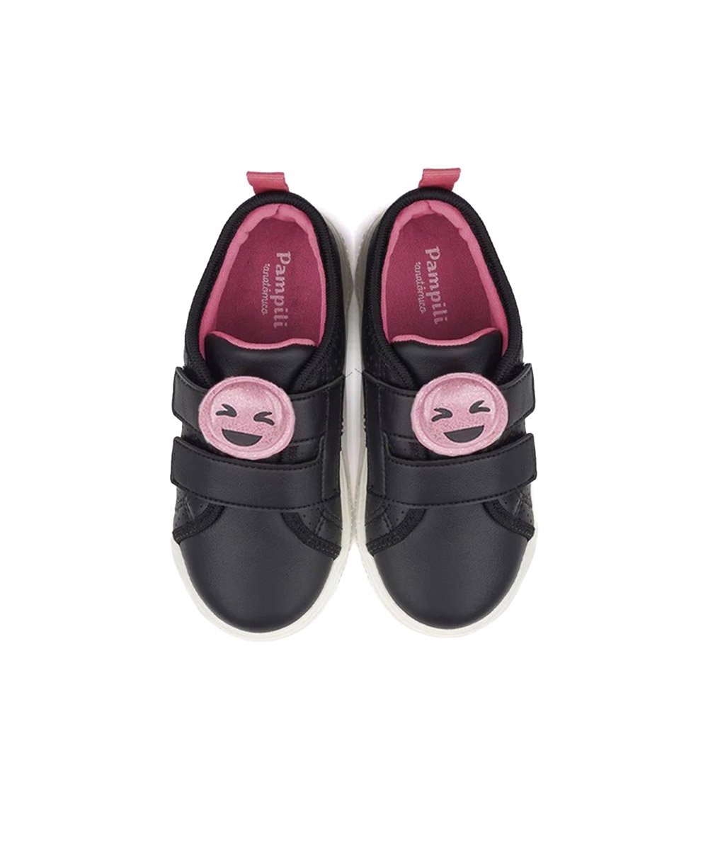 Tênis Infantil Pampili Up Patch Carinha Glitter Preto Preto 4