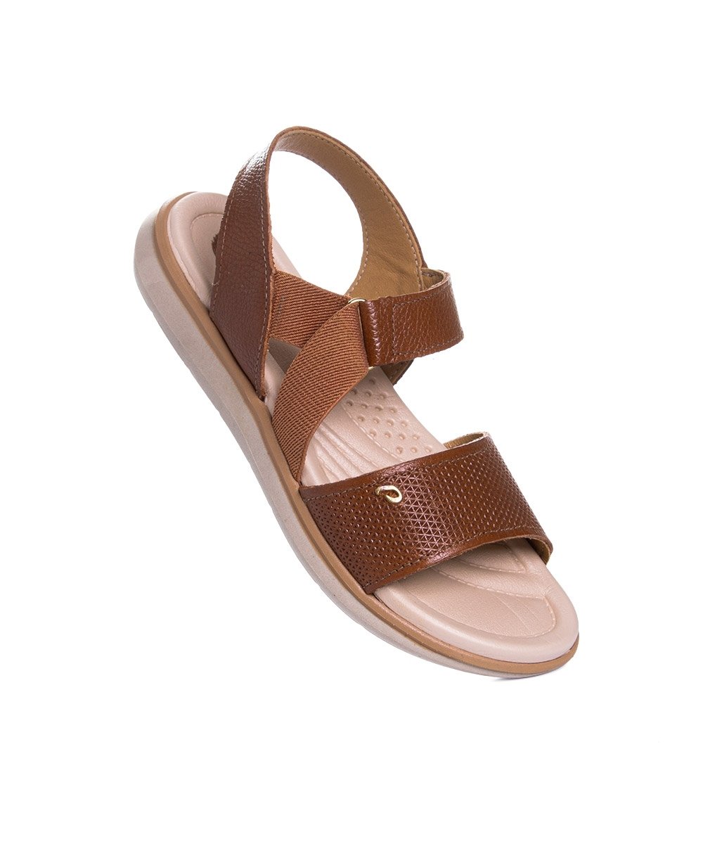 Sandália Feminina Pegada Amortech Couro Argila Marrom 2