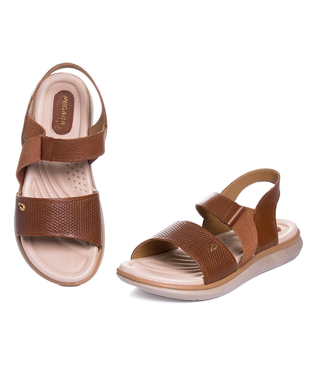 Sandália Feminina Pegada Amortech Couro Argila Marrom 4