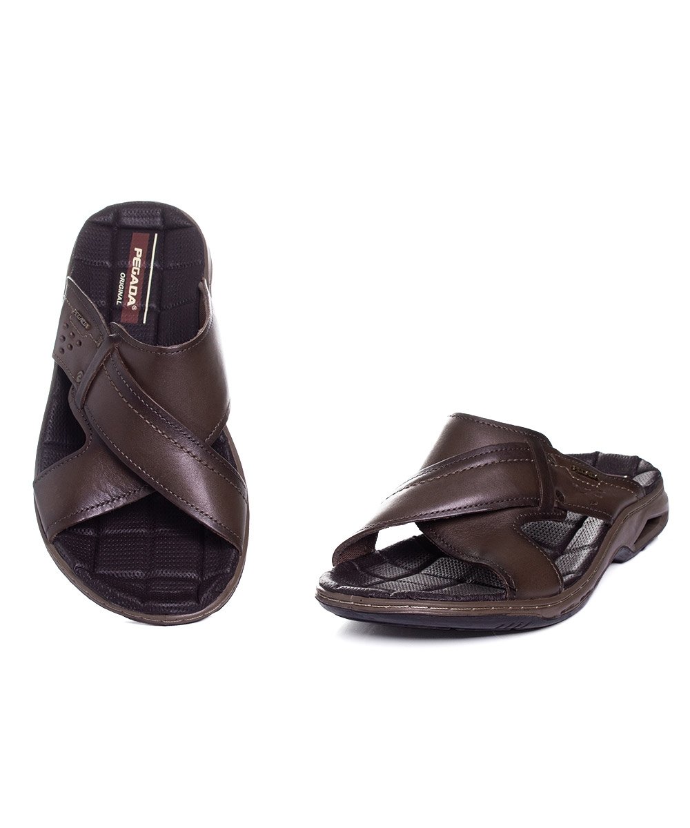 Chinelo Masculino Pegada Amortech Couro Cravo Marrom 4
