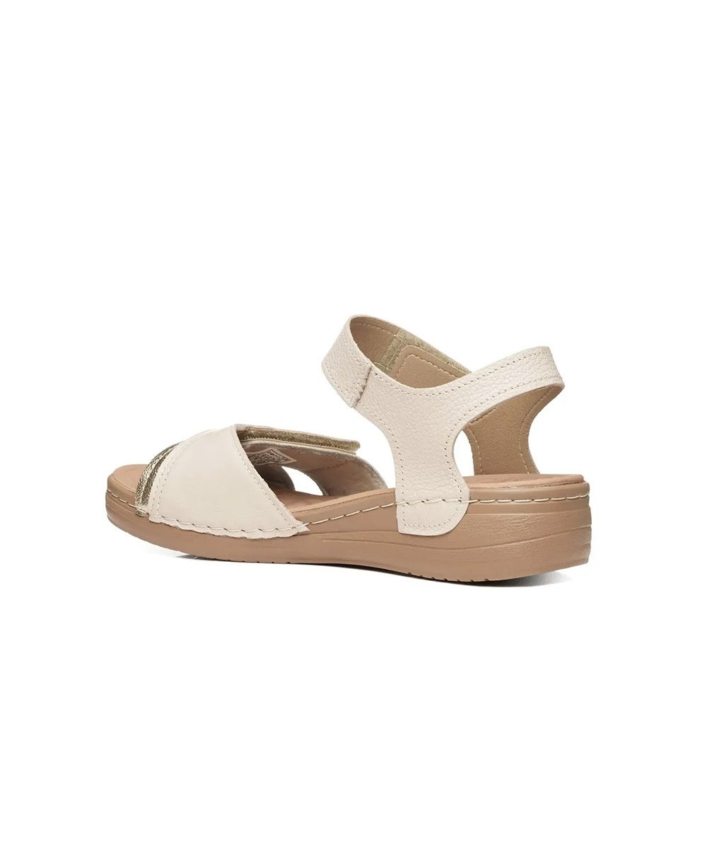Sandália Feminina Pegada Anabela Couro Off White Bege 2