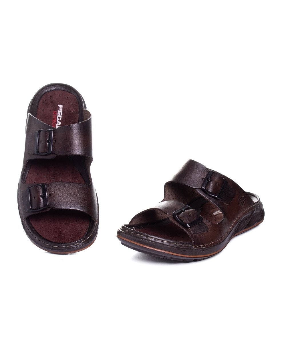 Chinelo Pegada Masculino Levitech Couro Cravo Marrom 4