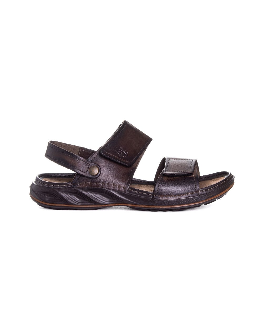 Sandália Pegada Masculina em Couro Cravo