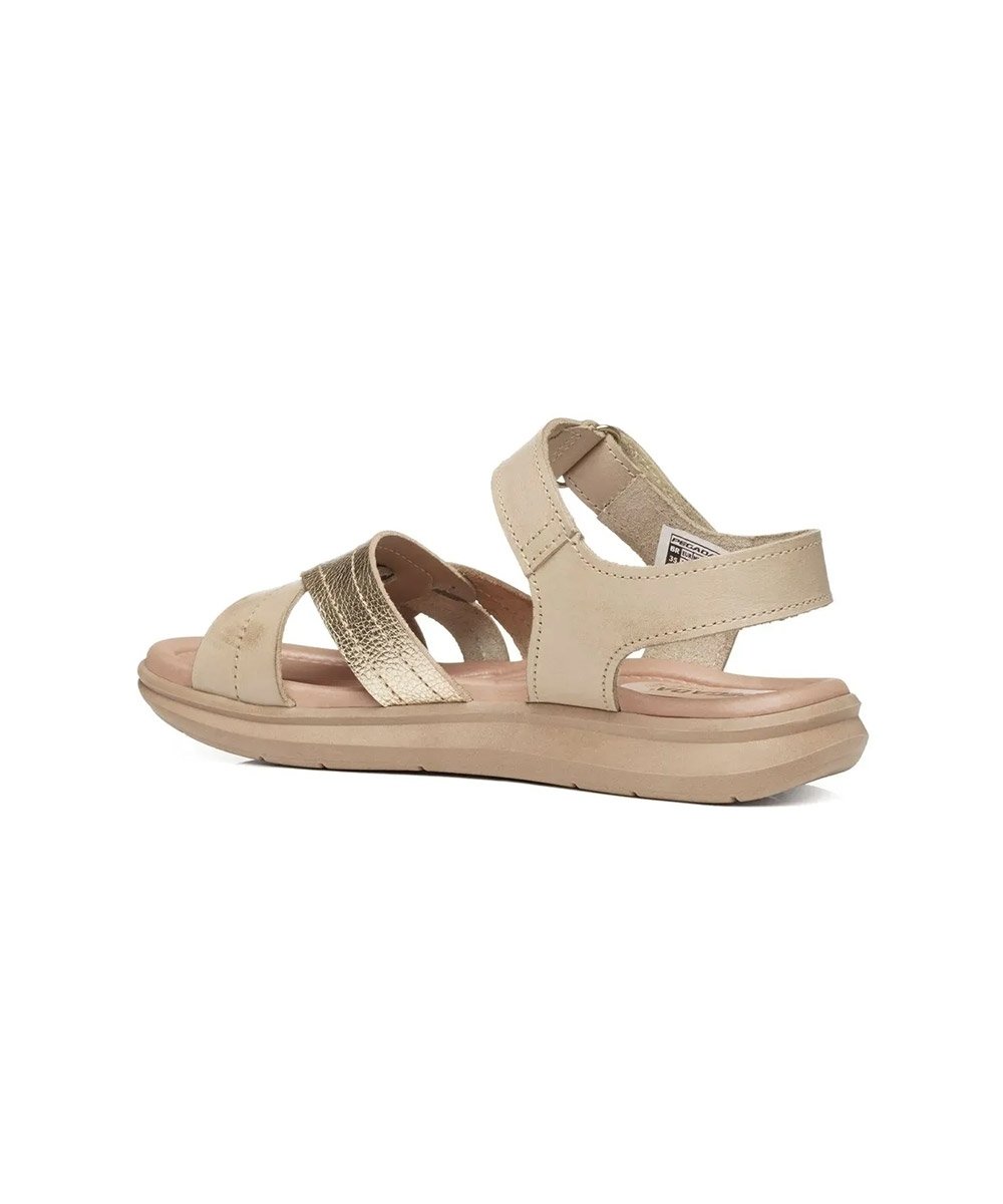 Sandália Feminina Pegada Amortech Couro Creme Bege 2