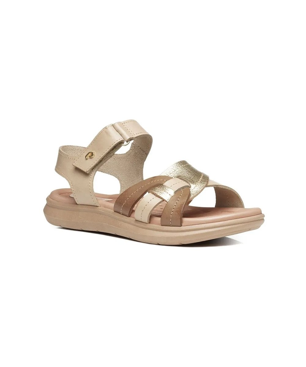 Sandália Feminina Pegada Amortech Couro Creme Bege 3