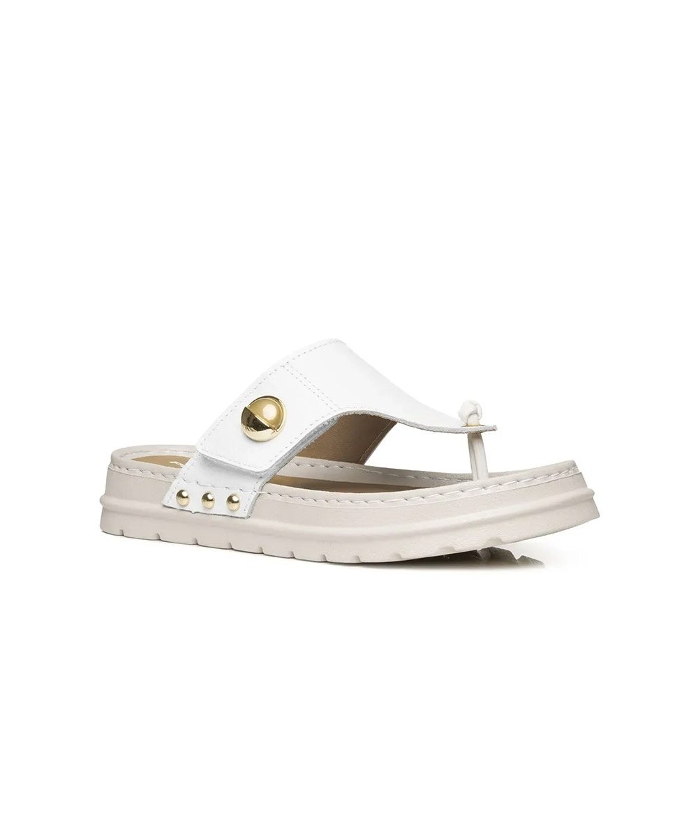 Chinelo Feminino Pegada Grace Couro Off White Branco 3