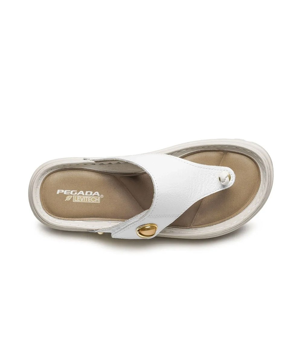 Chinelo Feminino Pegada Grace Couro Off White Branco 4