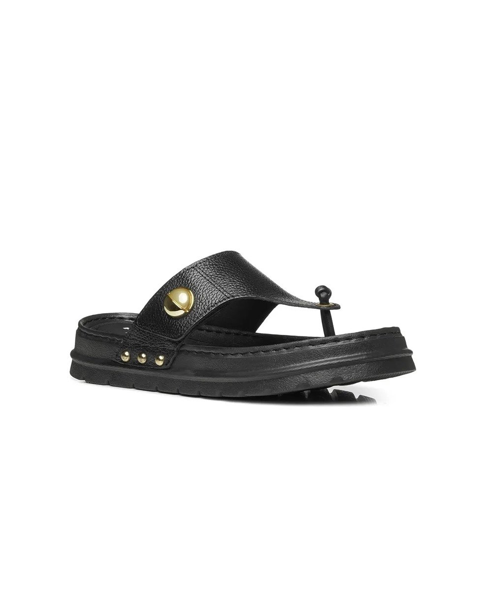 Chinelo Feminino Pegada Grace Couro. Preto Preto 3