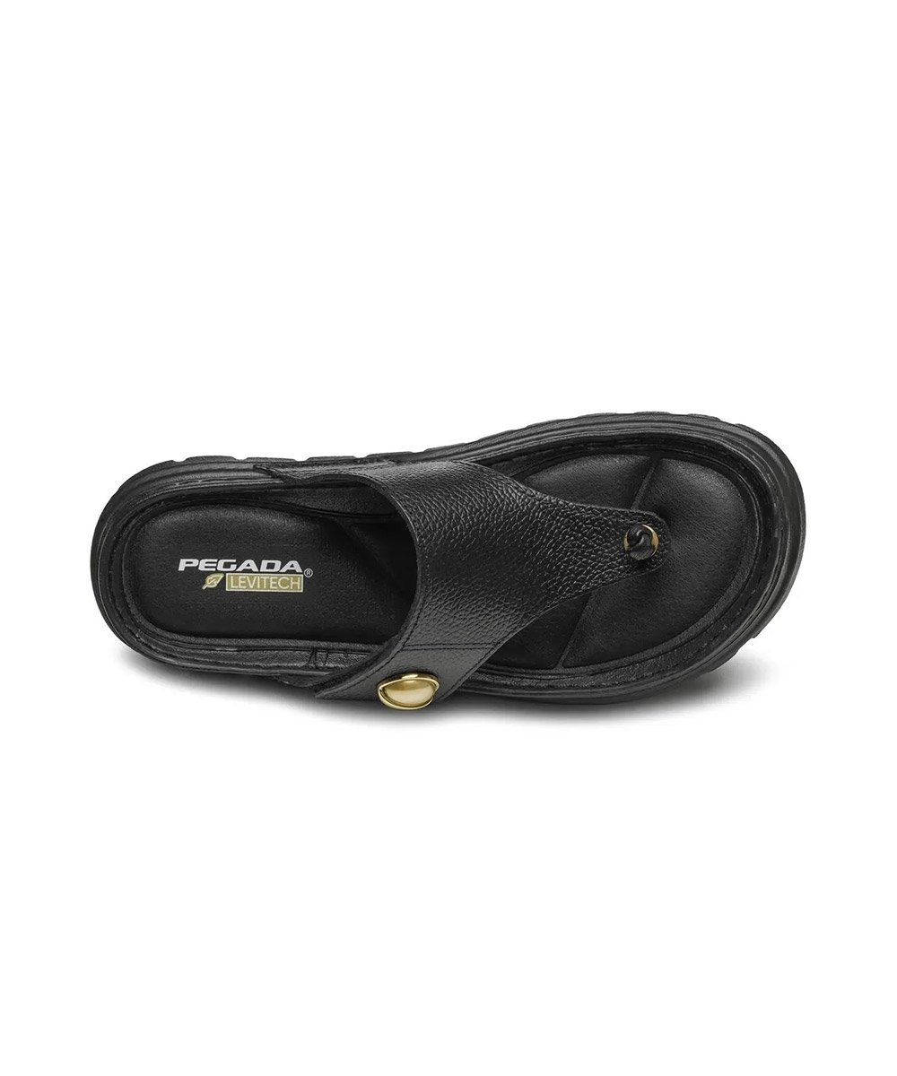 Chinelo Feminino Pegada Grace Couro. Preto Preto 5