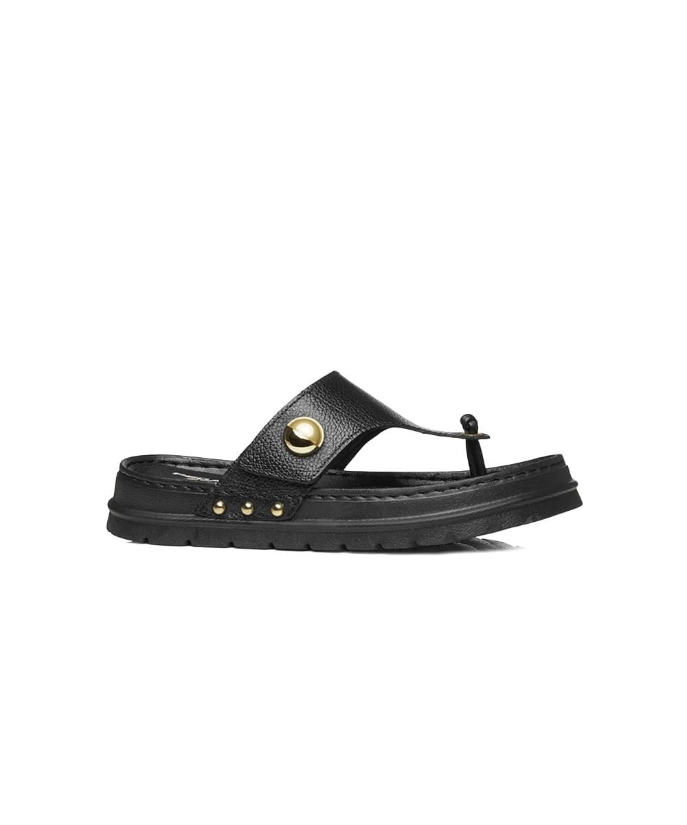 Chinelo Feminino Pegada Grace Couro. Preto