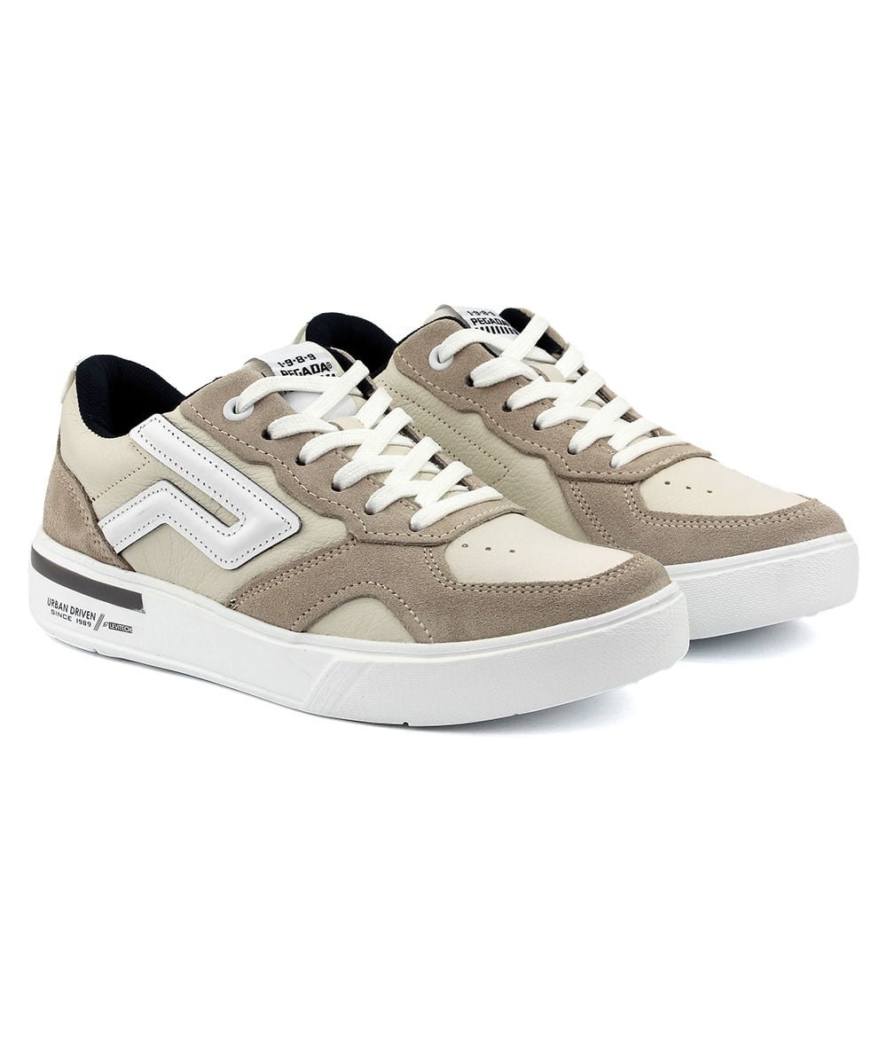 Tênis Masculino Pegada Casual Couro Branco Branco 3