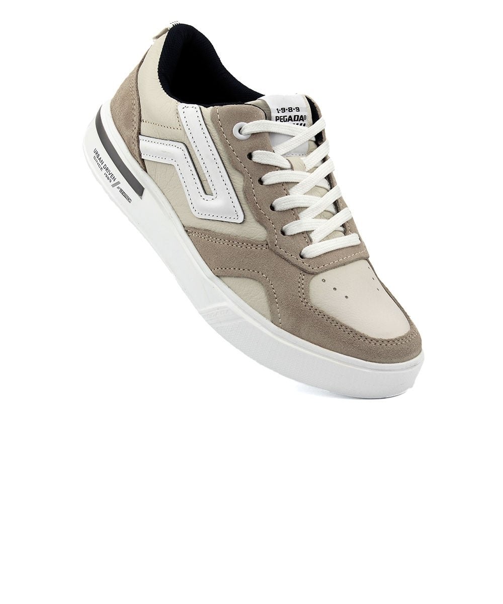 Tênis Masculino Pegada Casual Couro Branco Branco 2