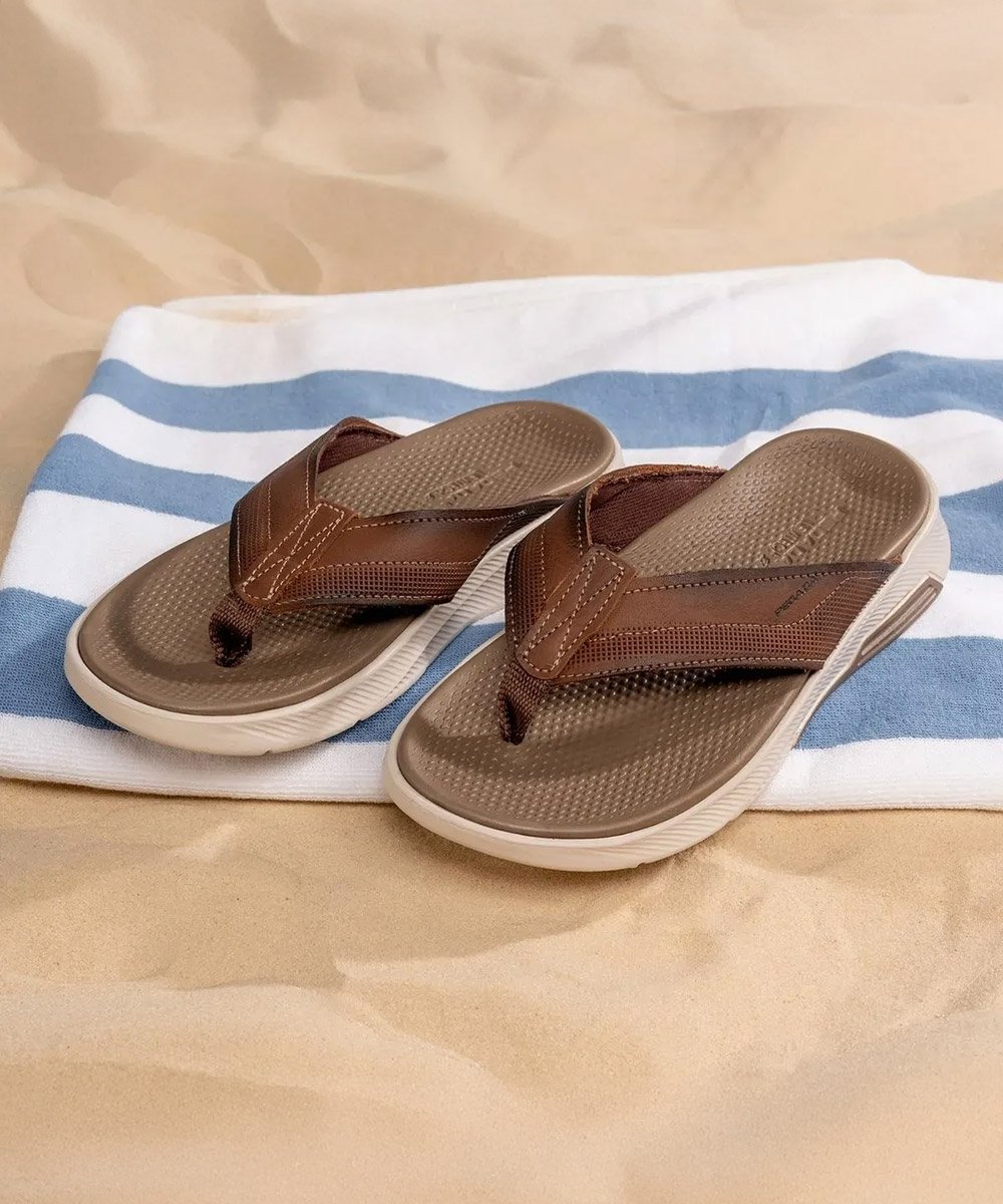 Chinelo Masculino Pegada Levitech Kai Couro Caqui Marrom 2