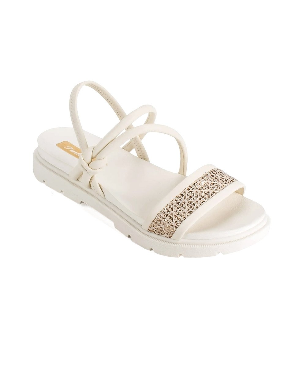 Sandália Infantil Pink Cats Flatform Creme Branco 4