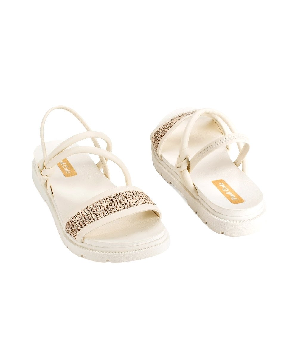 Sandália Infantil Pink Cats Flatform Creme Branco 6