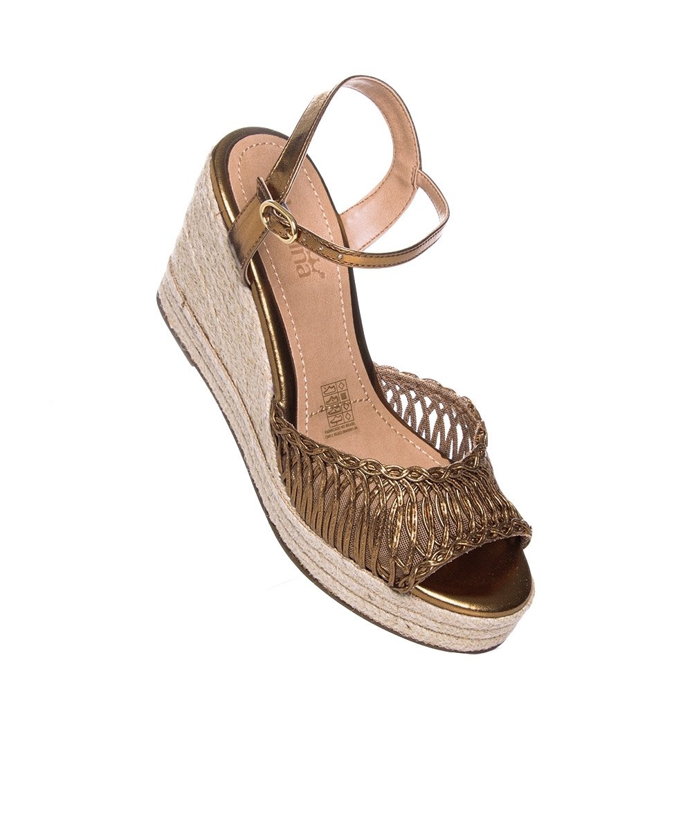 Sandália Anabela Valentina Tramada Bronze Bronze 2