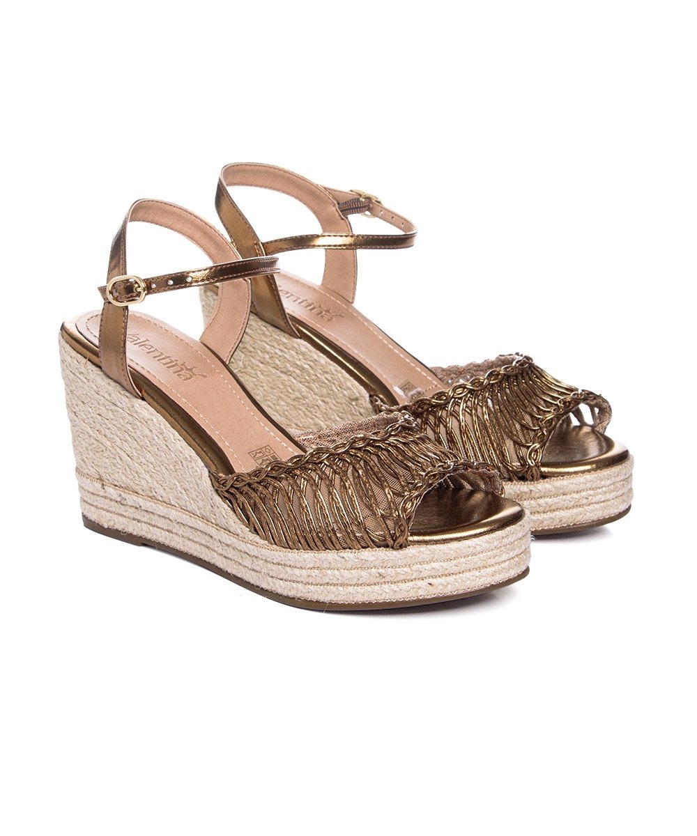 Sandália Anabela Valentina Tramada Bronze Bronze 3