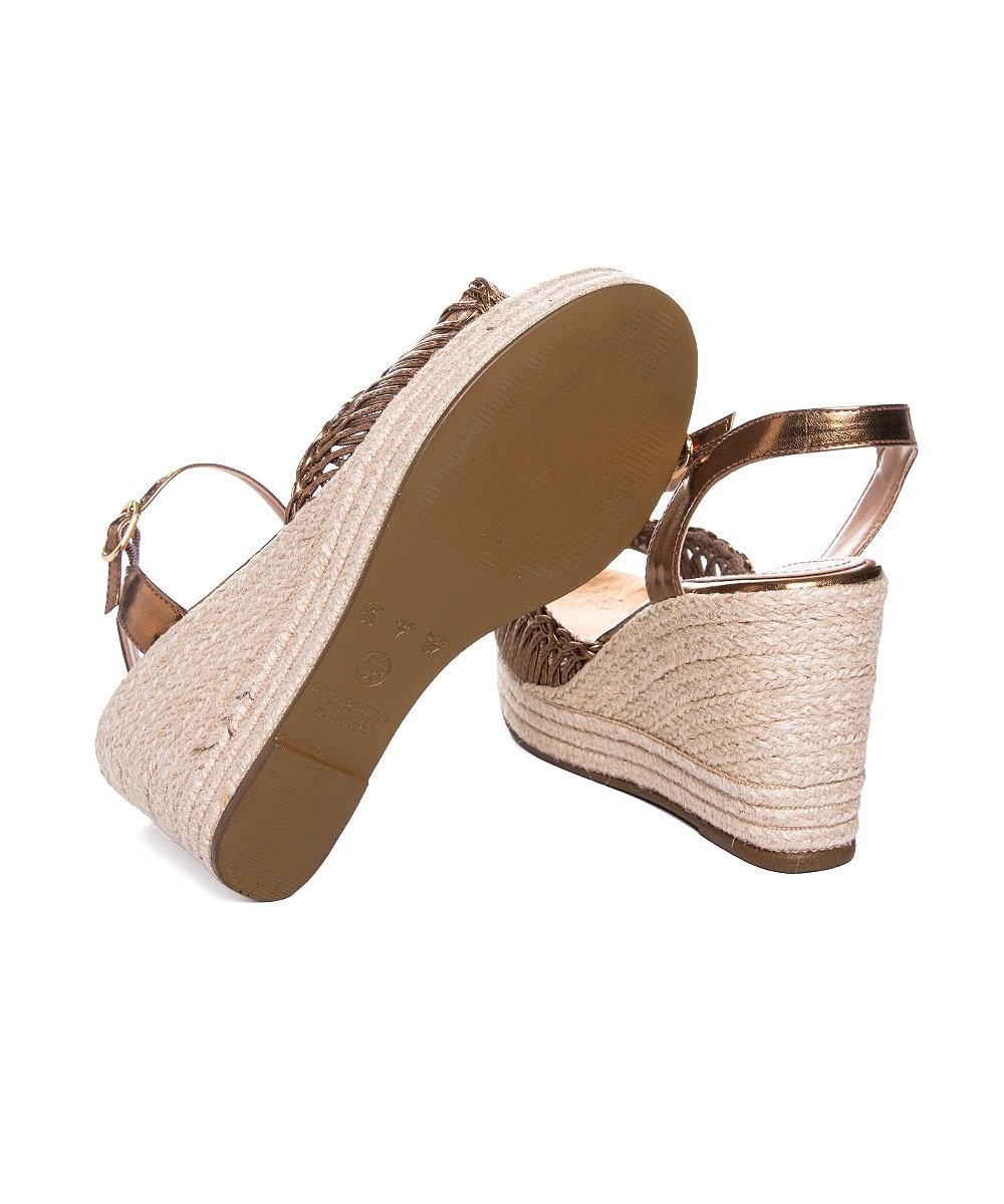 Sandália Anabela Valentina Tramada Bronze Bronze 5