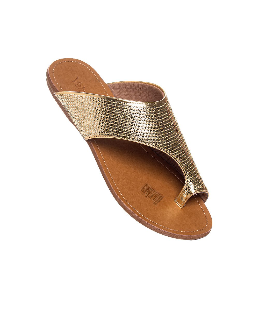 Tamanco Rasteira Valentina Bordada Paetê Ouro Dourado 2