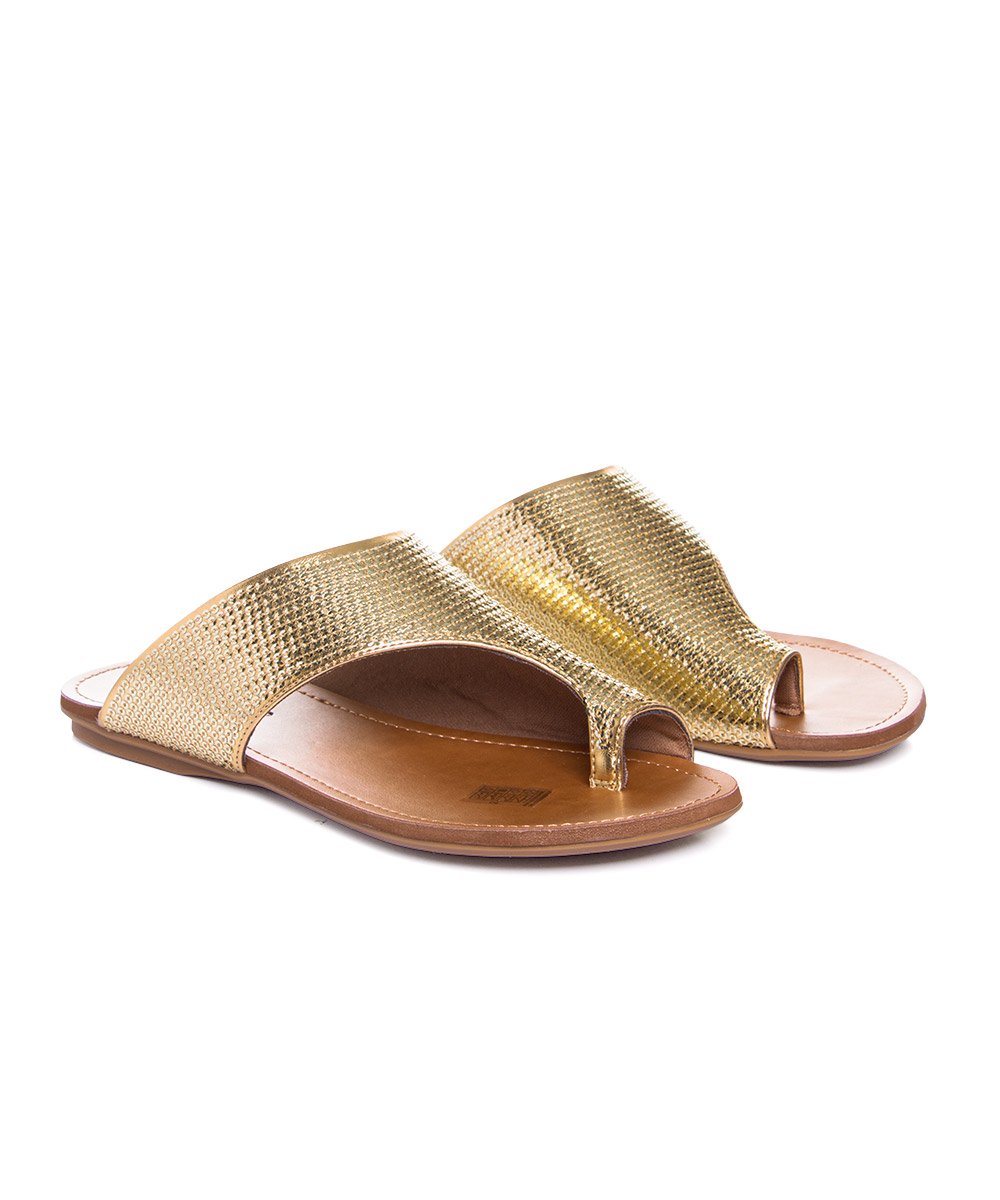 Tamanco Rasteira Valentina Bordada Paetê Ouro Dourado 3