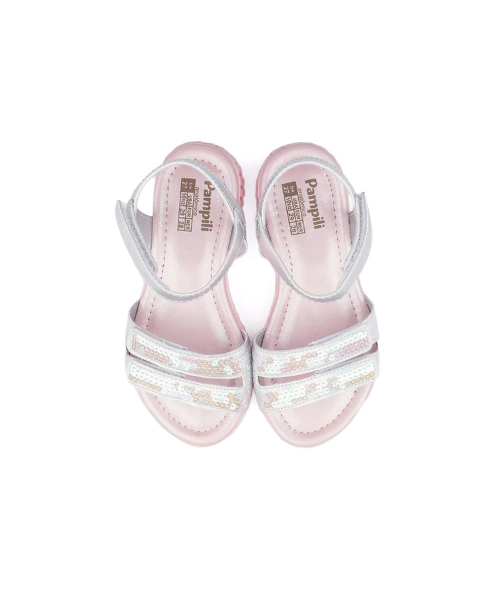 Sandália Infantil Pampili Candy Paetê Branco Branco 2