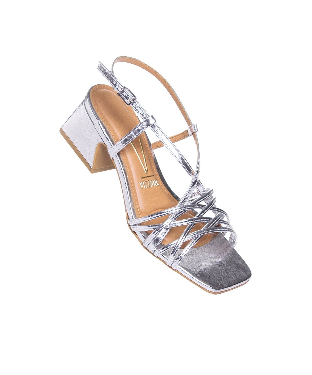 Sandália Vizzano Tiras Salto Bloco Prata Prata 2