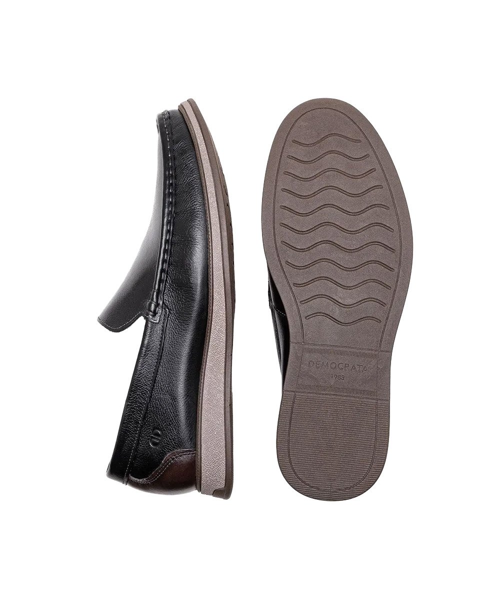 Mocassim Masculino Democrata Nash Couro Preto Preto 4
