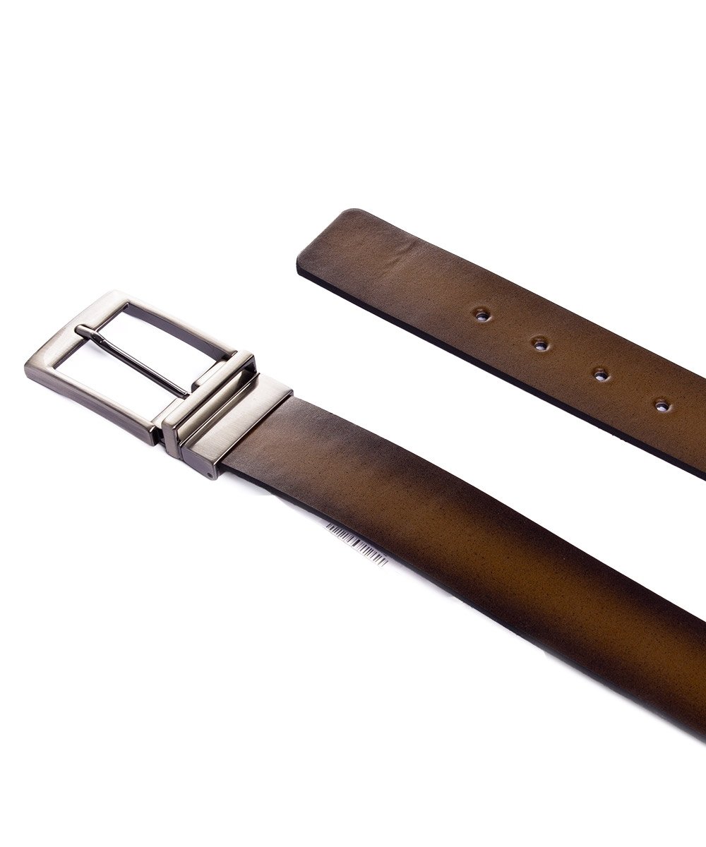 Cinto Masculino Fasolo Dupla Face Couro Preto/Caramelo Preto/Caramelo 3