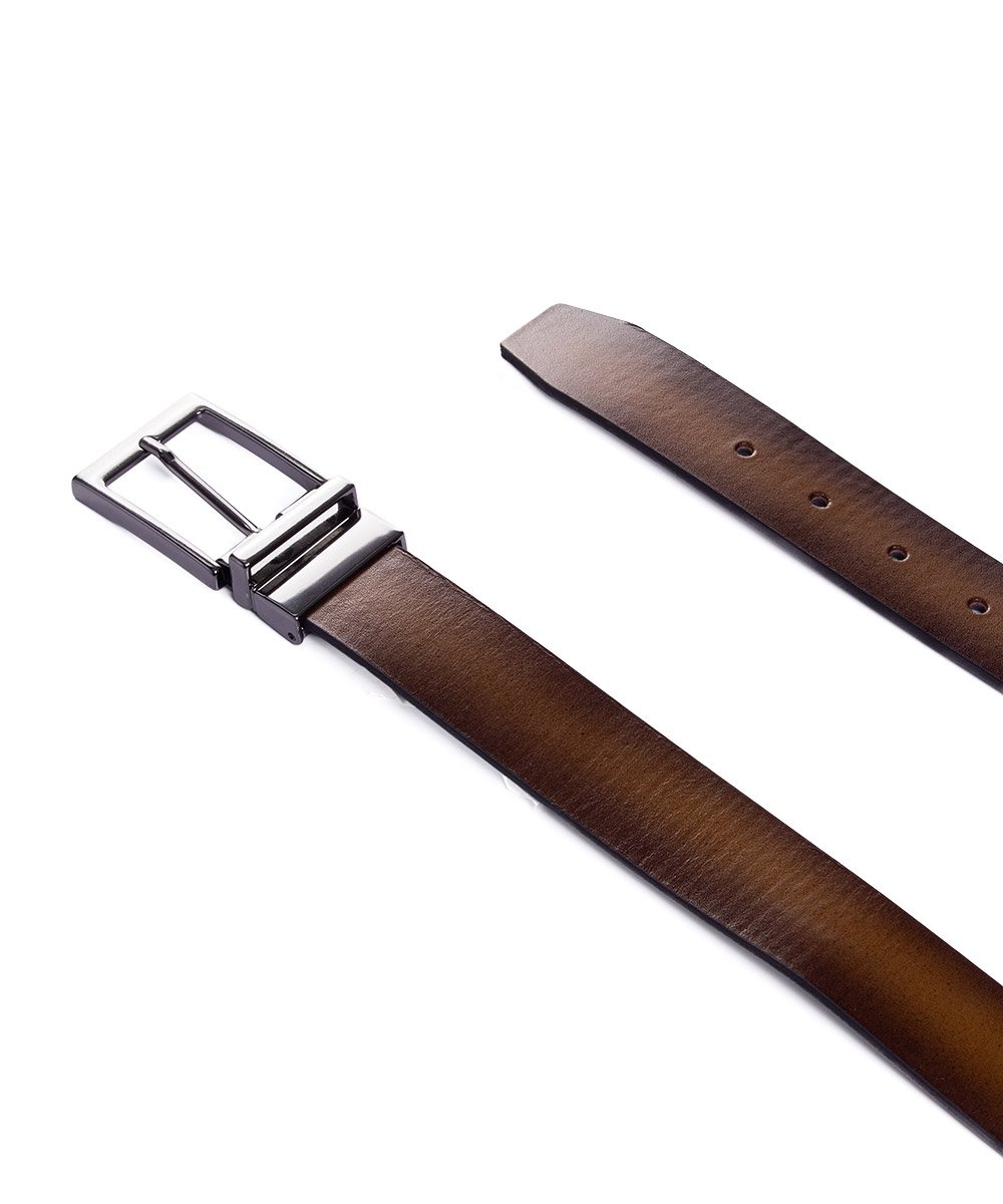 Cinto Dupla Face Fasolo Couro Preto/Caramelo Marrom 2