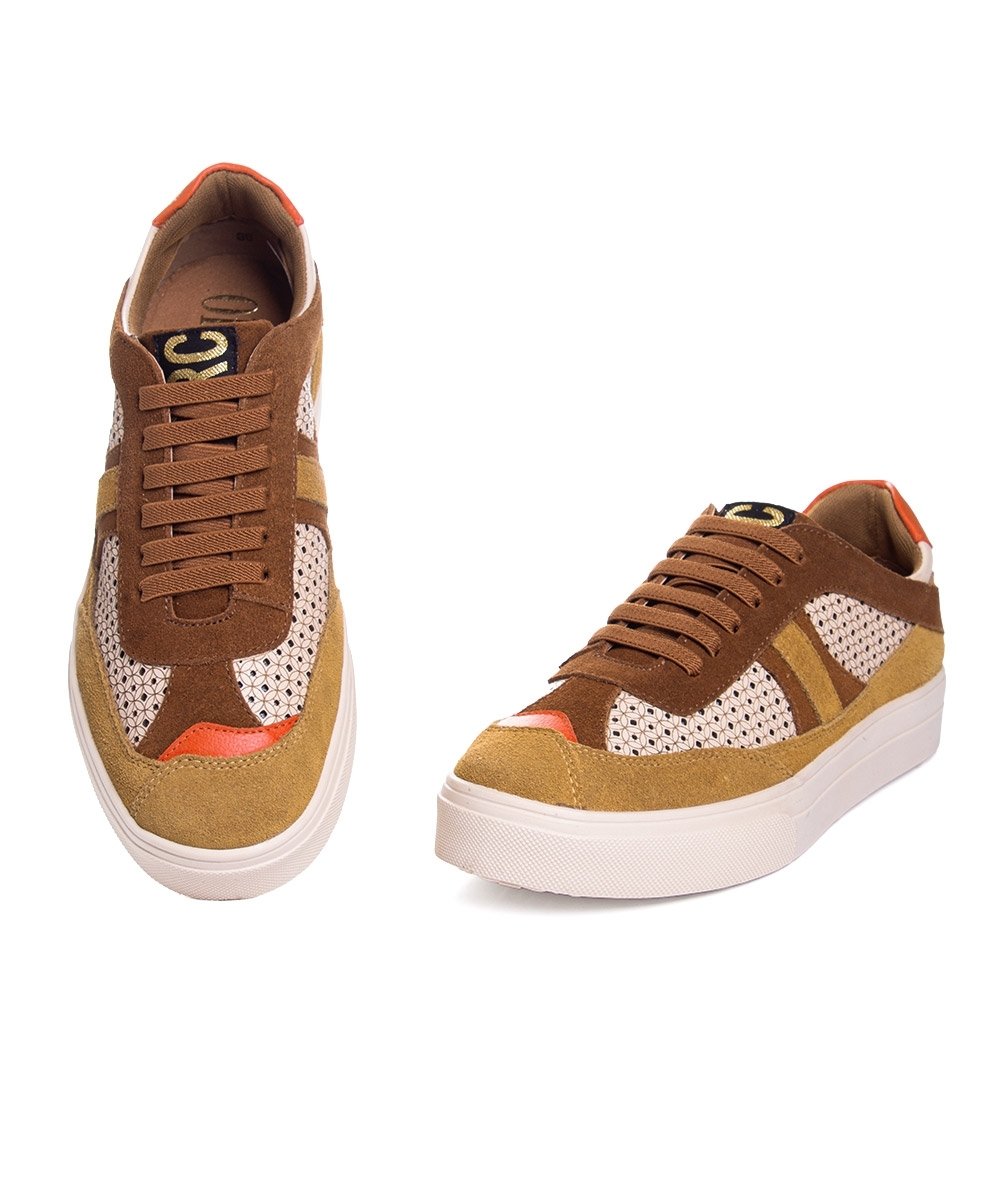 Tênis Feminino Orcade Thai Laser Couro Bege Marrom 5