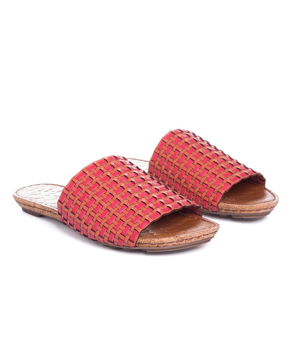 Tamanco Flatform Orcade Tramado Couro Coral Coral 4