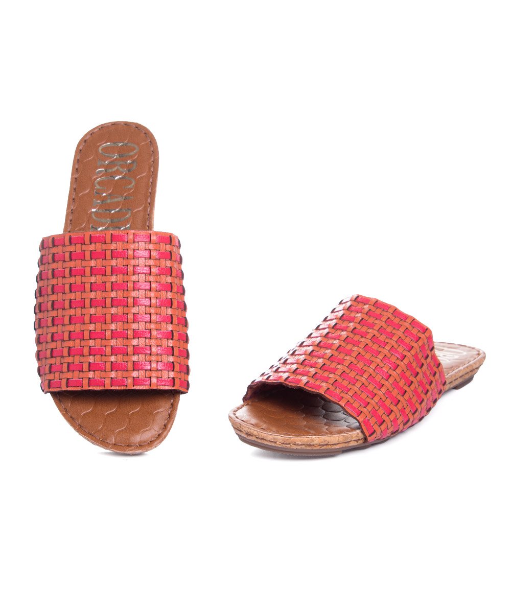 Tamanco Flatform Orcade Tramado Couro Coral Coral 5