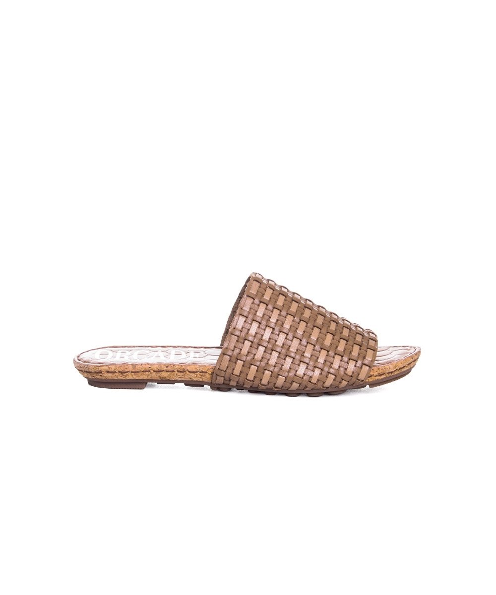 Tamanco Flatform Orcade Tramado Couro Bege