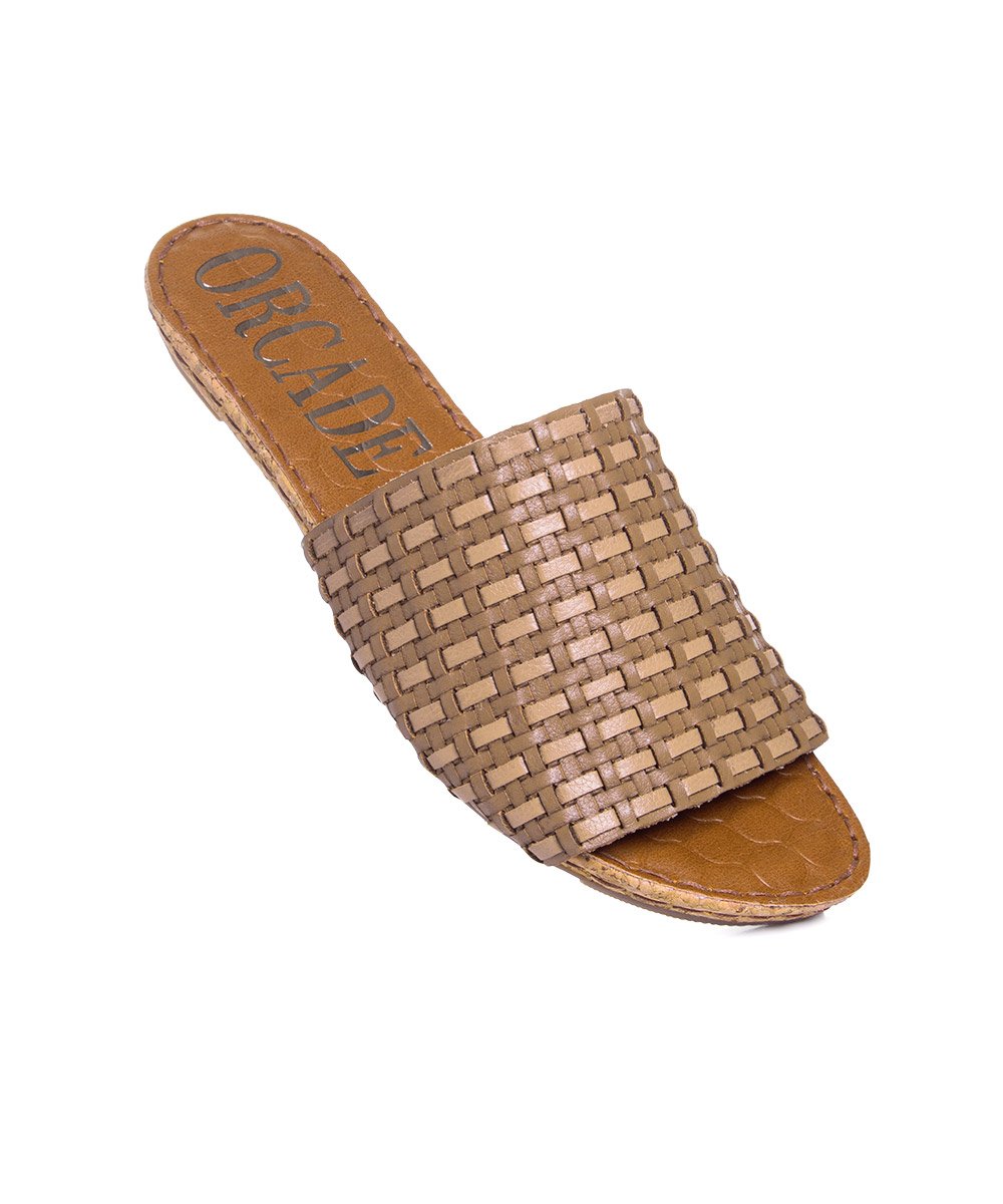 Tamanco Flatform Orcade Tramado Couro Bege Marrom 3