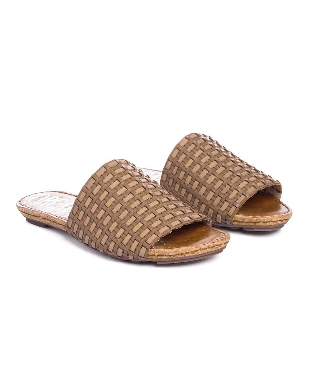 Tamanco Flatform Orcade Tramado Couro Bege Marrom 4