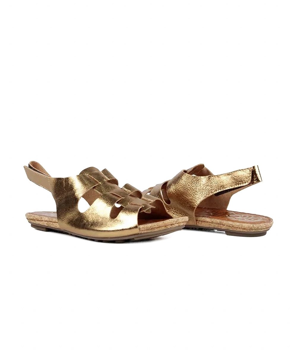Sandália Rasteira Orcade Comfy Beatrice Couro Prata Velho Dourado 2
